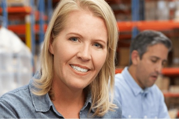 Woman working in warehouse