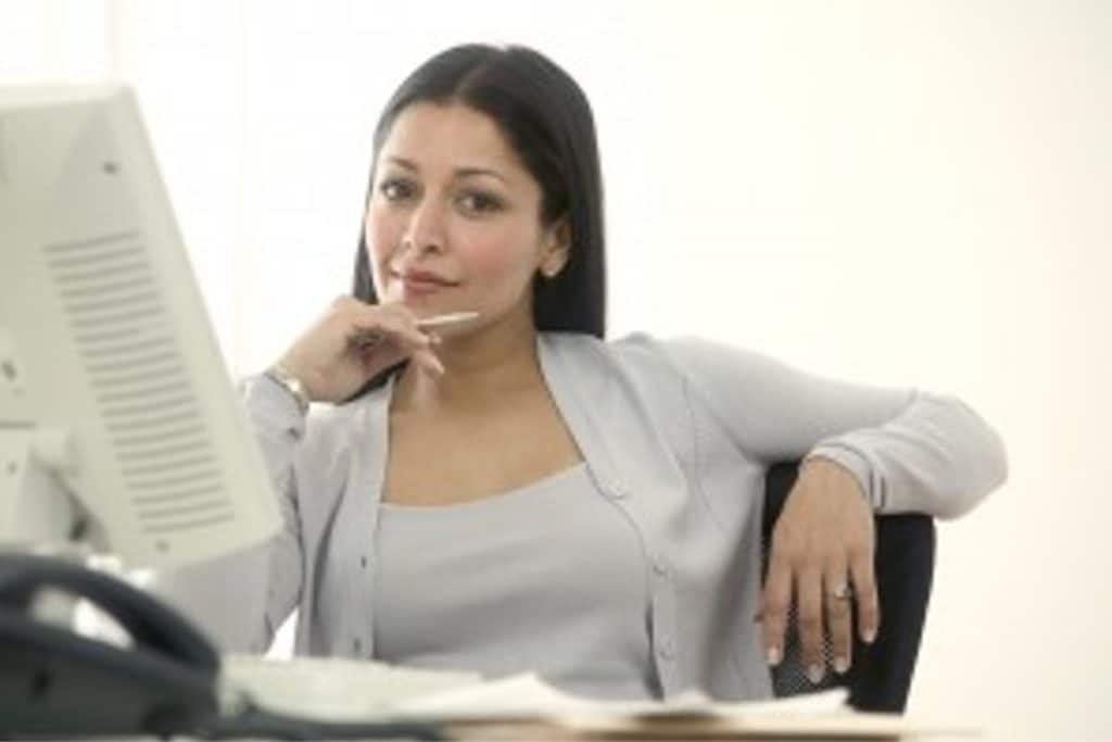 Self-employed woman at desk